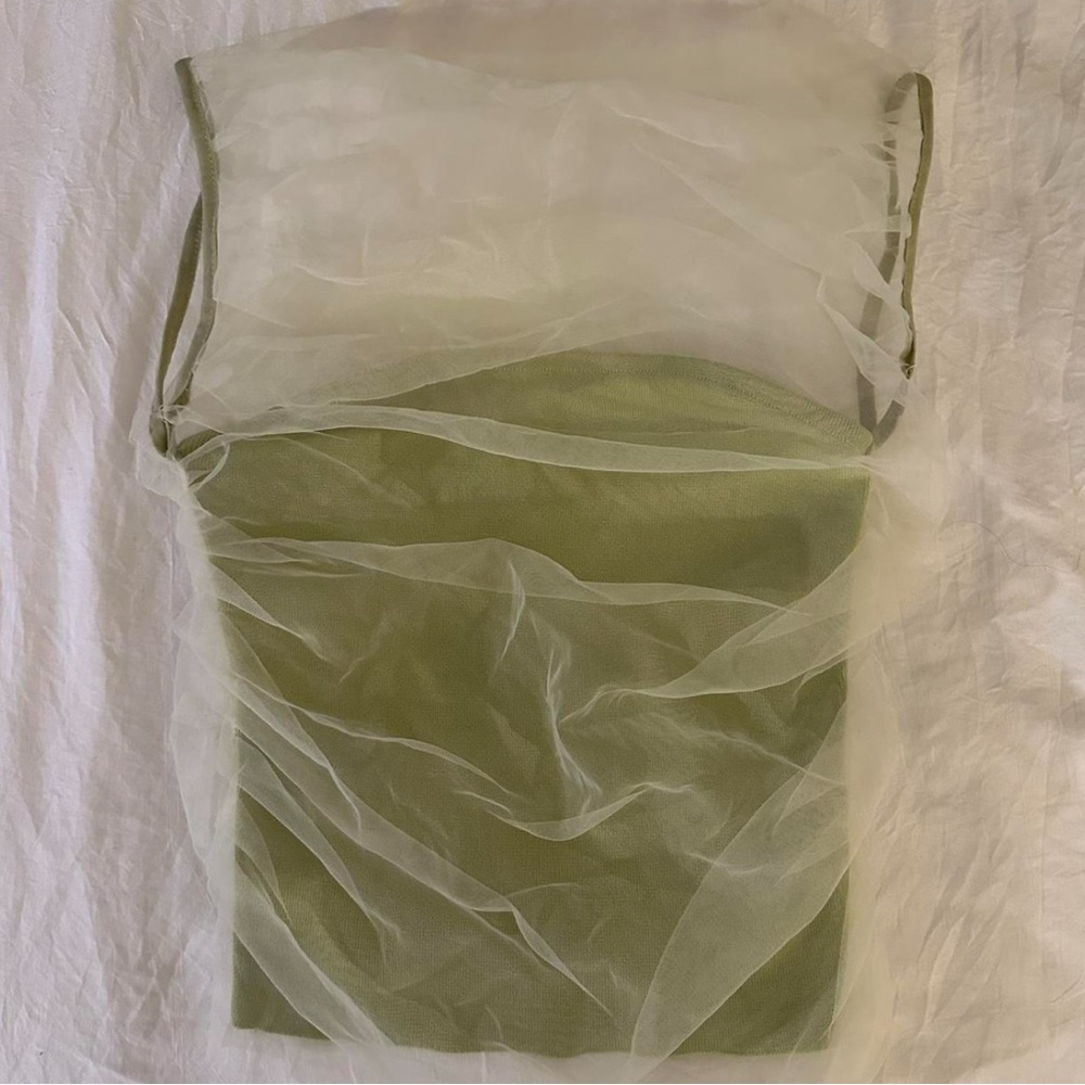 Zara Olive Green Mesh top